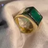 3ct Asscher Cut Emerald Chunky Men's Ring