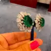 12ctw Emerald and White Sapphire Stud Earrings