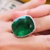 15ct Halo Cushion Cut Emerald Engagement Ring