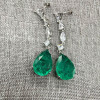 20ctw Multi-cut White Sapphire and Green Paraiba Drop Earrings
