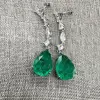 20ctw Multi-cut White Sapphire and Green Paraiba Drop Earrings