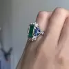 5.3ct Emerald Cut Emerald Halo Vintage Engagement Ring