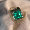 3ct Asscher Cut Emerald Chunky Men's Ring