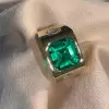 3ct Asscher Cut Emerald Chunky Men's Ring