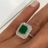 5ct Emerald Cut Emerald Double Halo Engagement Ring