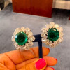 12ctw Emerald and White Sapphire Stud Earrings