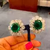 12ctw Emerald and White Sapphire Stud Earrings