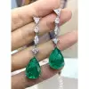 20ctw Multi-cut White Sapphire and Green Paraiba Drop Earrings