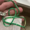 80ctw Round Cut Emerald Tennis Necklace in Gold