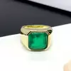 9.5ct Asscher Cut Emerald Classic Men's Ring