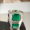 9.5ct Asscher Cut Emerald Classic Men's Ring
