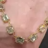 50ctw Emerald Cut White Sapphire Vintage Tennis Necklace