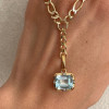6ct Emerald Cut Birthstone Detachable Drop Link Necklace