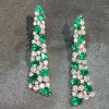 7.1ctw Emerald and White Sapphire Statement Earrings