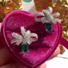 Vintage Bowknot Emerald Stud Earrings