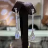 13ctw Emerald Cut White Sapphire Drop Earrings