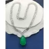 20ct Pear Cut Emerald Tennis Necklace