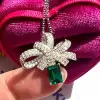 Vintage Bowknot Emerald Pendant Necklace