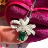 Vintage Bowknot Emerald Pendant Necklace