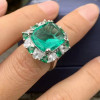 12ct Halo Cushion Cut Emerald Cocktail Ring