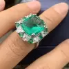12ct Halo Cushion Cut Emerald Cocktail Ring