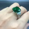 13ct Cushion Cut Emerald Three-stone Engagement Ring