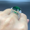 13ct Cushion Cut Emerald Three-stone Engagement Ring