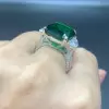 13ct Cushion Cut Emerald Three-stone Engagement Ring