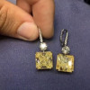 Radiant Cut Yellow Sapphire Drop Earrings