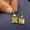 Radiant Cut Yellow Sapphire Drop Earrings