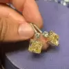 Radiant Cut Yellow Sapphire Drop Earrings