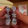 40mm Length 7ctw Pear Cut White Sapphire Drop Earrings