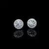 2.5ct Round Cut White Sapphire Halo Stud Earrings