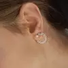 Lab-Created Diamond and Pearl Open Hoop Earrings