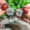 Handmade 5 Ct Emerald Cut 925 Silver Dangle Earrings