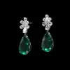 7.25ct Pear Cut Emerald Drop Earrings