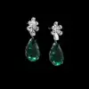 7.25ct Pear Cut Emerald Drop Earrings
