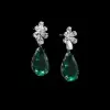 7.25ct Pear Cut Emerald Drop Earrings