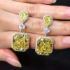 7.5ct Radiant Cut Yellow Sapphire Dangle Earrings
