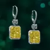 7ctw Radiant Cut Yellow Sapphire Drop Earrings