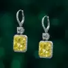 7ctw Radiant Cut Yellow Sapphire Drop Earrings