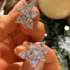 4.5ctw White Sapphire Flower Stud Earrings in Sterling Silver