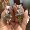 22ctw Heart Cut Champagne Sapphire Drop Earrings