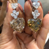 22ctw Heart Cut Champagne Sapphire Drop Earrings