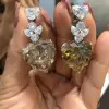 22ctw Heart Cut Champagne Sapphire Drop Earrings