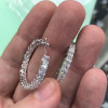 6.5ctw Princess Cut White Sapphire Hoop Earrings