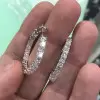 6.5ctw Princess Cut White Sapphire Hoop Earrings