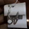 Micro Paved Diamond Hoops Earrings in Sterling Silver