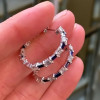 3.5ct Baguette Cut Blue Sapphire Hoop Earrings