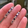 3.5ct Baguette Cut Blue Sapphire Hoop Earrings